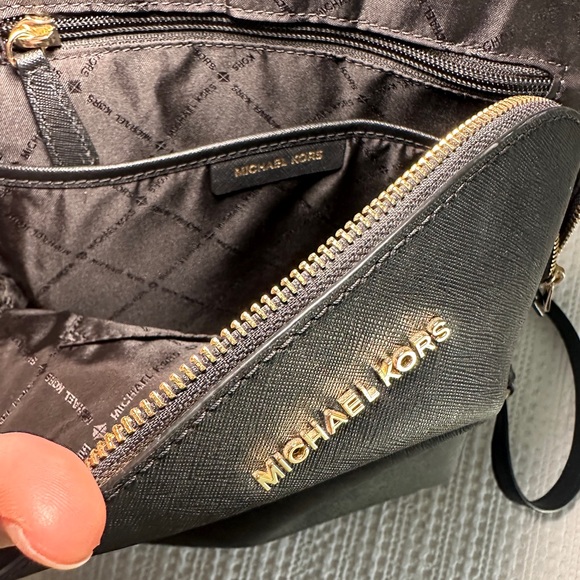 Michael Kors black leather backpack. - Picture 6 of 6
